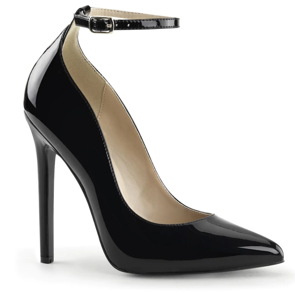 NIB Pleaser 5" Sexy Black Pump Heels w/ankle trap (Sz 6)
